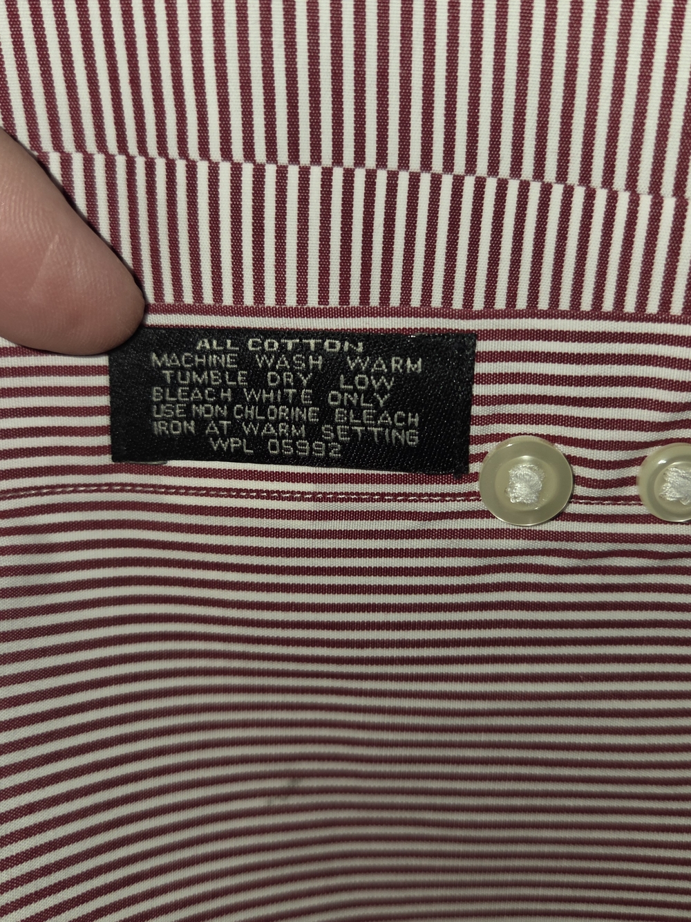 Jos. A. Bank Men's Maroon and White Micro-Stripe Button-Down Dress Shirt - Picture 3 of 4